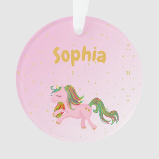Unicorn Foto Pink Gold Spots Girly Cute Ornament (voorkant)