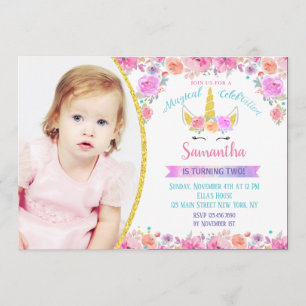 Unicorn Foto van Birthday Kaart