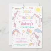 Unicorn Four Ever Magical 4th Birthday Kaart (Voorkant)
