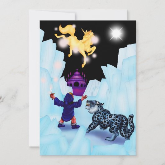 Unicorn Freedom divine Boy Snow Leopard Fantasy Aankondiging (Voorkant)