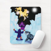 Unicorn Freedom Divine Boy Snow Leopard Fantasy An Muismat (Met muis)