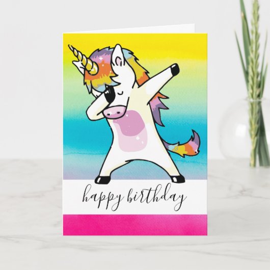 Unicorn Fun Birthday Girl Pastel Rainbow Kaart (Voorkant)