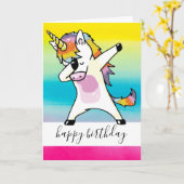 Unicorn Fun Birthday Girl Pastel Rainbow Kaart (Gele Bloem)