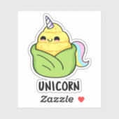 Unicorn Funny Baby Corn Pun Sticker (Vel)