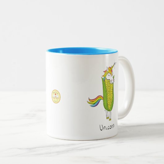 Unicorn Funny Corn Coffee Mok (Voorkant rechts)