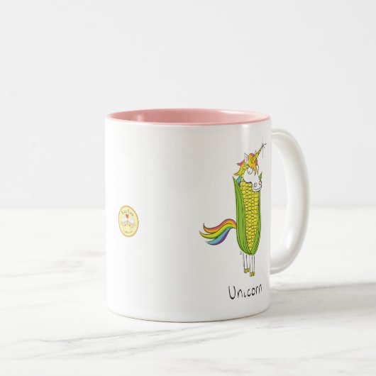 Unicorn Funny Corn Coffee Mok (Voorkant rechts)