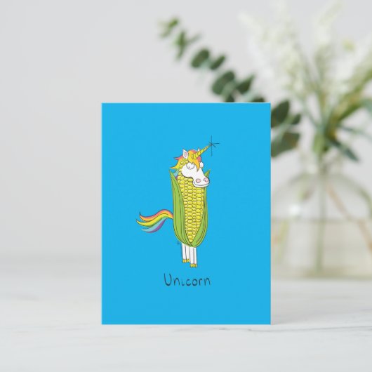 Unicorn Funny Corn Corny Briefkaart (Staand voorkant)