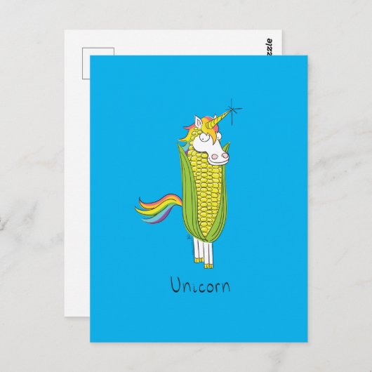 Unicorn Funny Corn Corny Briefkaart (Voorkant / Achterkant)