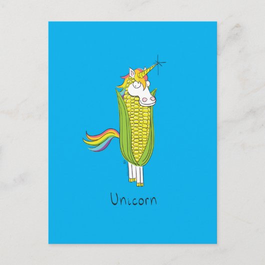 Unicorn Funny Corn Corny Briefkaart (Voorkant)