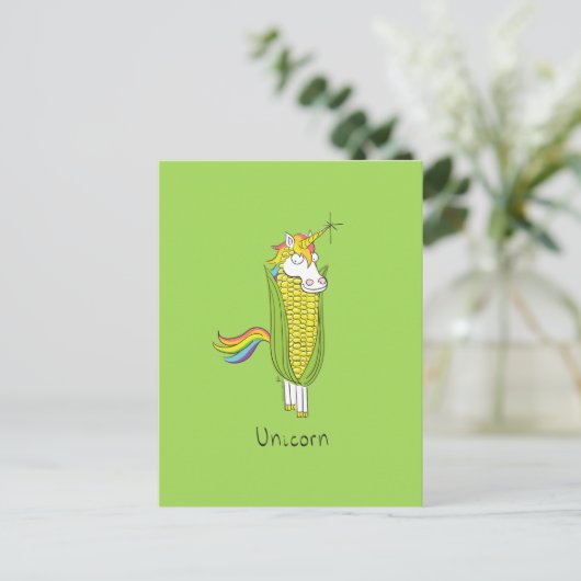 Unicorn Funny Corn Corny Briefkaart (Staand voorkant)