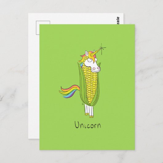 Unicorn Funny Corn Corny Briefkaart (Voorkant / Achterkant)