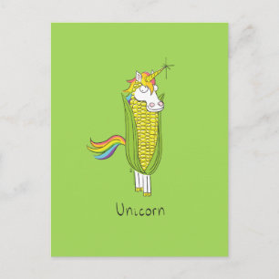 Unicorn Funny Corn Corny Briefkaart