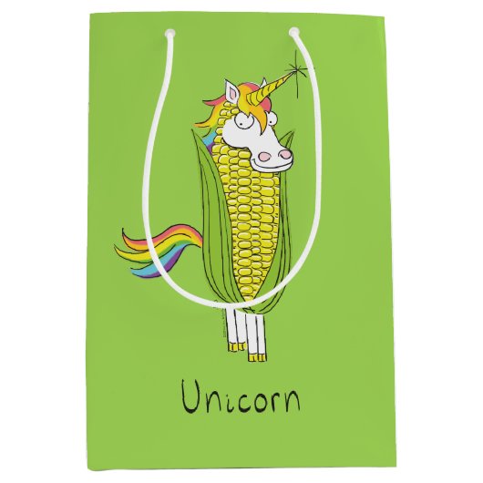 Unicorn Funny Corn Gift Bag Medium Cadeauzakje (Voorkant)