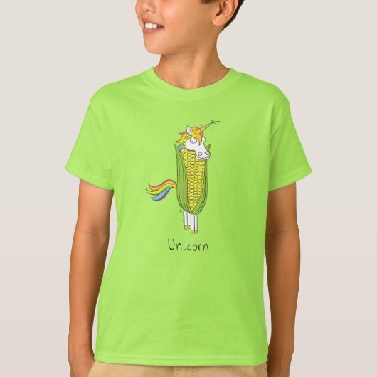 Unicorn Funny Corn Kind's Boy's T-shirt (Voorkant)