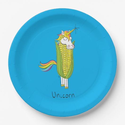 Unicorn Funny Corn Paper Borden Papieren Bordje (Voorkant)