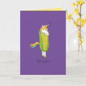 Unicorn Funny Corn Wenskaart Kaart (Gele Bloem)