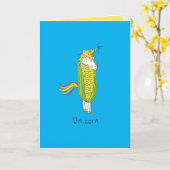 Unicorn Funny Corn Wenskaart Kaart (Gele Bloem)