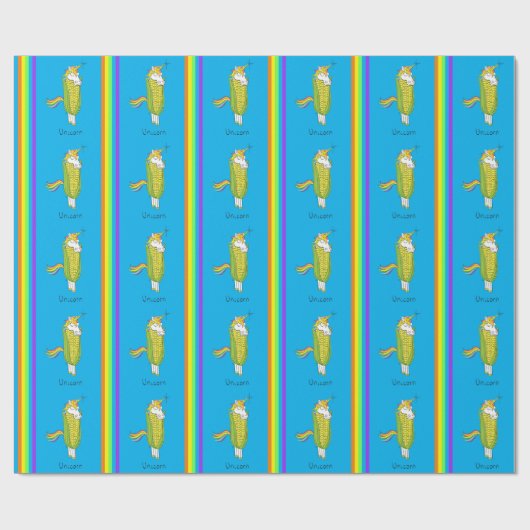 Unicorn Funny Corn Wrapping Paper Cadeaupapier (Vlak)