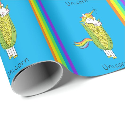 Unicorn Funny Corn Wrapping Paper Cadeaupapier (Rol Hoek)