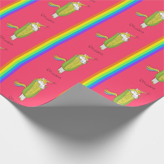 Unicorn Funny Corn Wrapping Paper Cadeaupapier (Hoek)