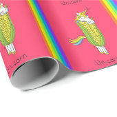 Unicorn Funny Corn Wrapping Paper Cadeaupapier (Rol Hoek)