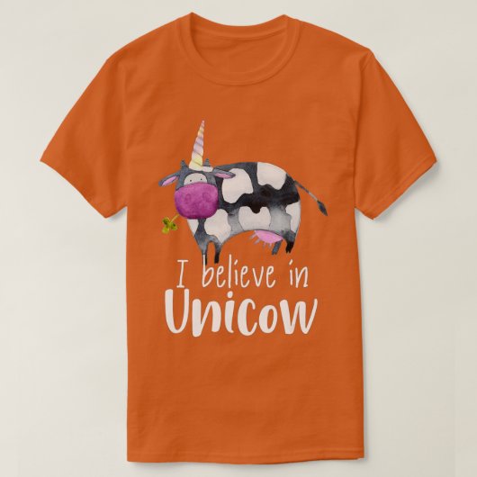 Unicorn Funny Cow I believe in Unicow T-shirt (Design voorkant)
