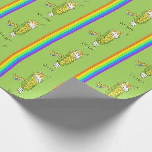 Unicorn Funny Cute Kinder Cadeaupapier (Hoek)