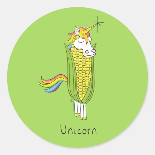 Unicorn Funny Cute Kinder Ronde Sticker (Voorkant)