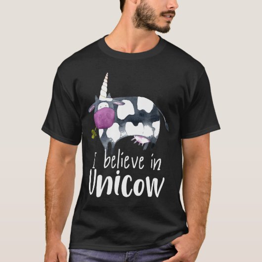 Unicorn Funny Koe die ik geloof in Unicow T-shirt (Voorkant)