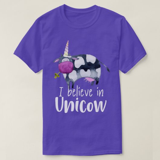 Unicorn Funny Koe Ik geloof in Unicow T-shirt (Design voorkant)
