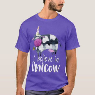 Unicorn Funny Koe Ik geloof in Unicow T-shirt