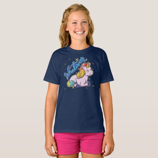 Unicorn Funny met Attitude What Novelty T-shirt (Voorkant volledig)