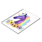 Unicorn Galaxy met bloemen Notitieboek (Linkerzijde)