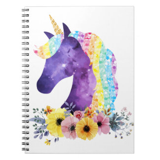 Unicorn Galaxy met bloemen Notitieboek