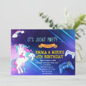 Unicorn game joint party Invitation Kaart (Staand voorkant)
