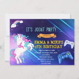 Unicorn game joint party Invitation Kaart