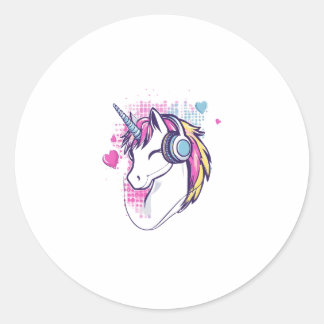 Unicorn Gamer Girl (1) Ronde Sticker