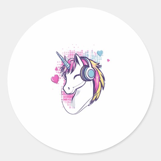 Unicorn Gamer Girl (1) Ronde Sticker (Voorkant)
