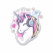 Unicorn Gamer Girl (1) Sticker (Voorkant)