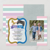 Unicorn & Gaming Joint Boy girl Kaart (Voorkant / Achterkant)