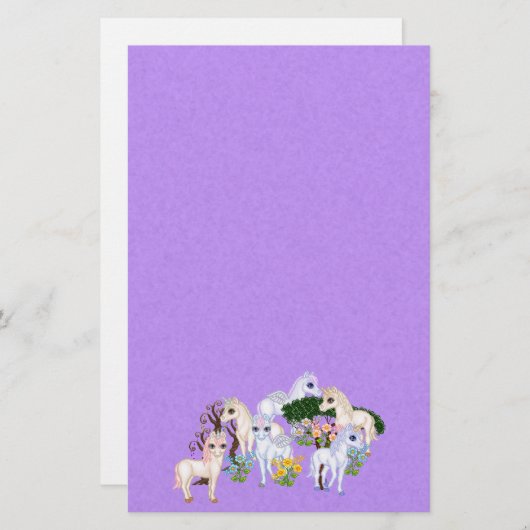Unicorn Garden Pixel Art Briefpapier (Voorkant / Achterkant)