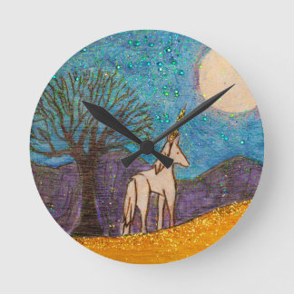 Unicorn Gazing op de maan Ronde Klok