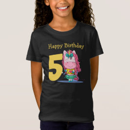 Unicorn geel 5e verjaardag T-Shirt