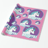 Unicorn "GELOOF!" Cadeaupapier (Uitgerold)