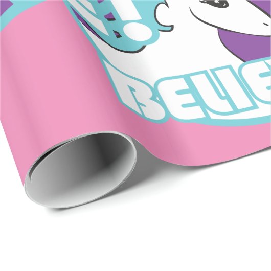 Unicorn "GELOOF!" Cadeaupapier (Rol Hoek)