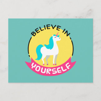 Unicorn "Geloof in jezelf" motivatie tekening Briefkaart