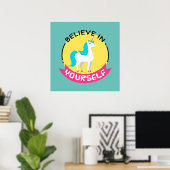 Unicorn "Geloof in jezelf" motivatie tekening Poster (Thuiskantoor)