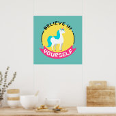 Unicorn "Geloof in jezelf" motivatie tekening Poster (Keuken)