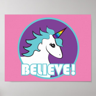 Unicorn "GELOOF!" Poster