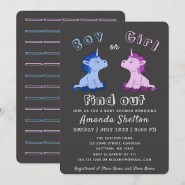 Unicorn Gender Reveal Baby shower Invitation Kaart